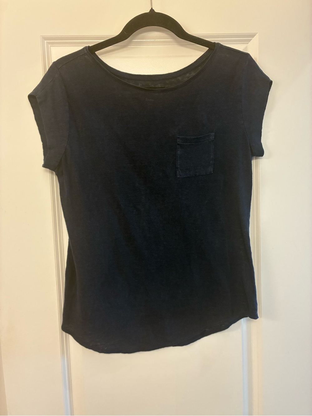 Ann Taylor Navy Short-Sleeve Pocket Tee